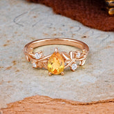 Luxury Vintage Haute Nature 4-Prong Oval Citrine Ring
